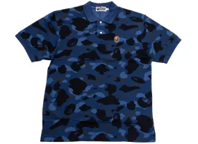 A Bathing Ape Color Camo Large Ape Head Relaxed Fit Polo Shirt in Navy