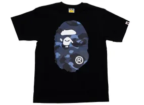 A Bathing Ape Color Camo Big Ape Head Tee in Black/Blue