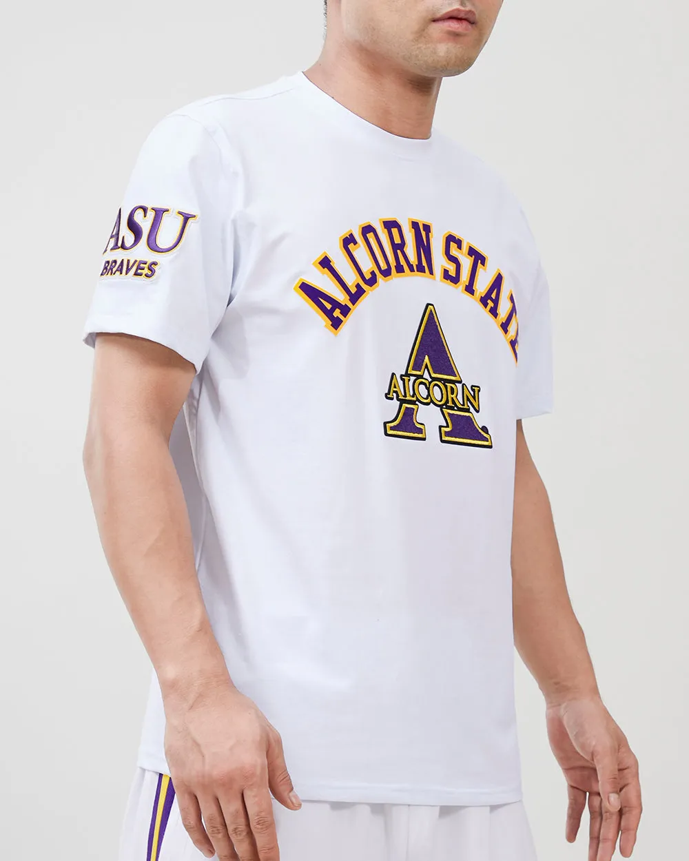 ALCORN STATE UNIVERSITY CLASSIC MEN'S STACKED LOGO TEE (WHITE)