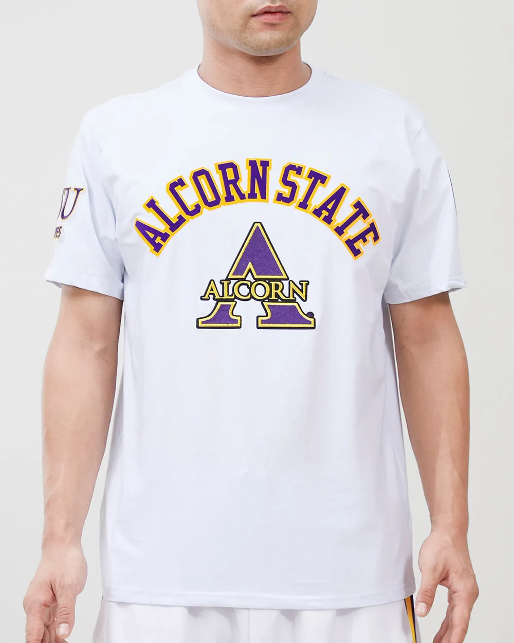 ALCORN STATE UNIVERSITY CLASSIC MEN'S STACKED LOGO TEE (WHITE)