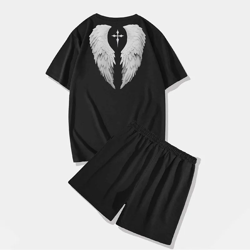 Angel Wings Short Sleeve T-shirt and Shorts Set