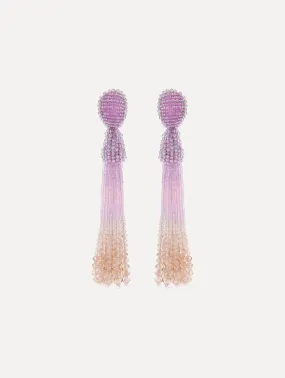 Beaded Ombré Tassel Clip-On Earrings