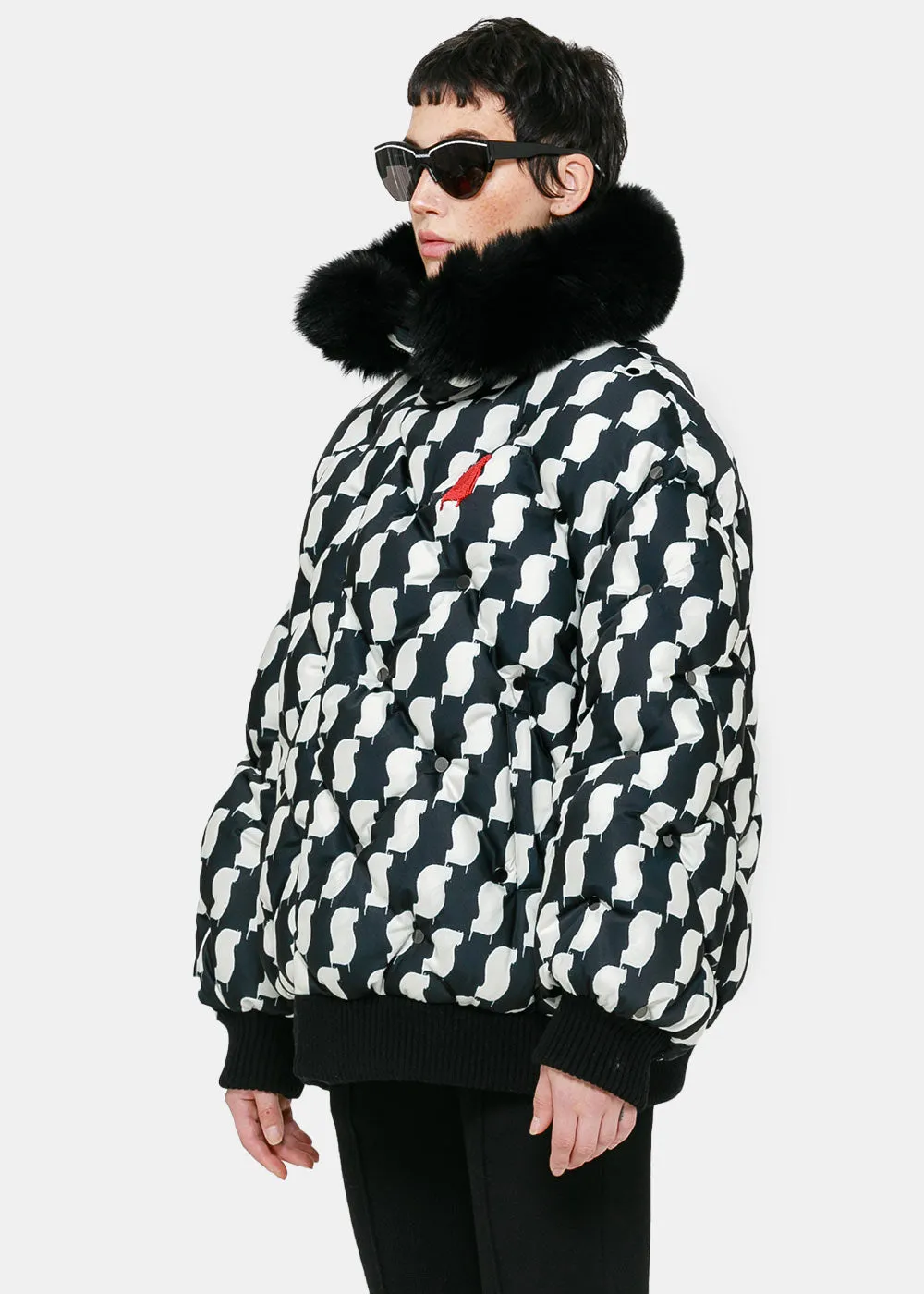 Black & White Turtleneck Puffer Jacket