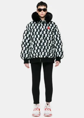 Black & White Turtleneck Puffer Jacket