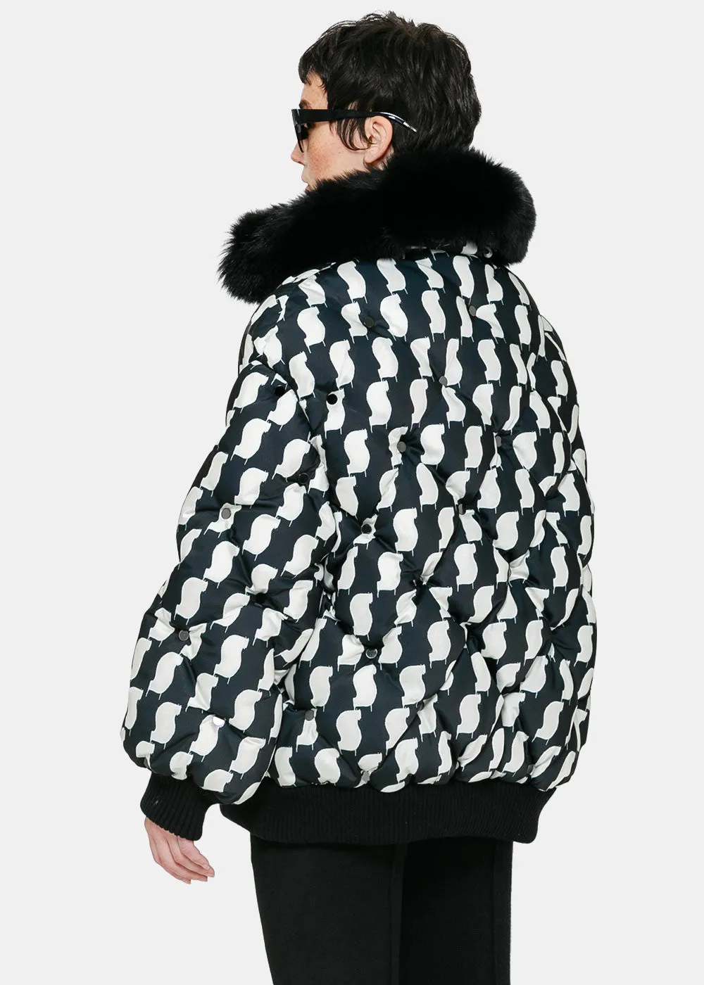 Black & White Turtleneck Puffer Jacket