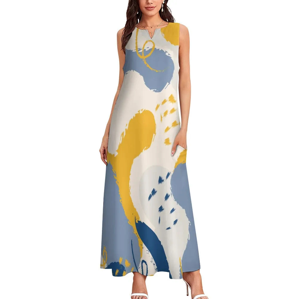 Blue Yellow Long Dress