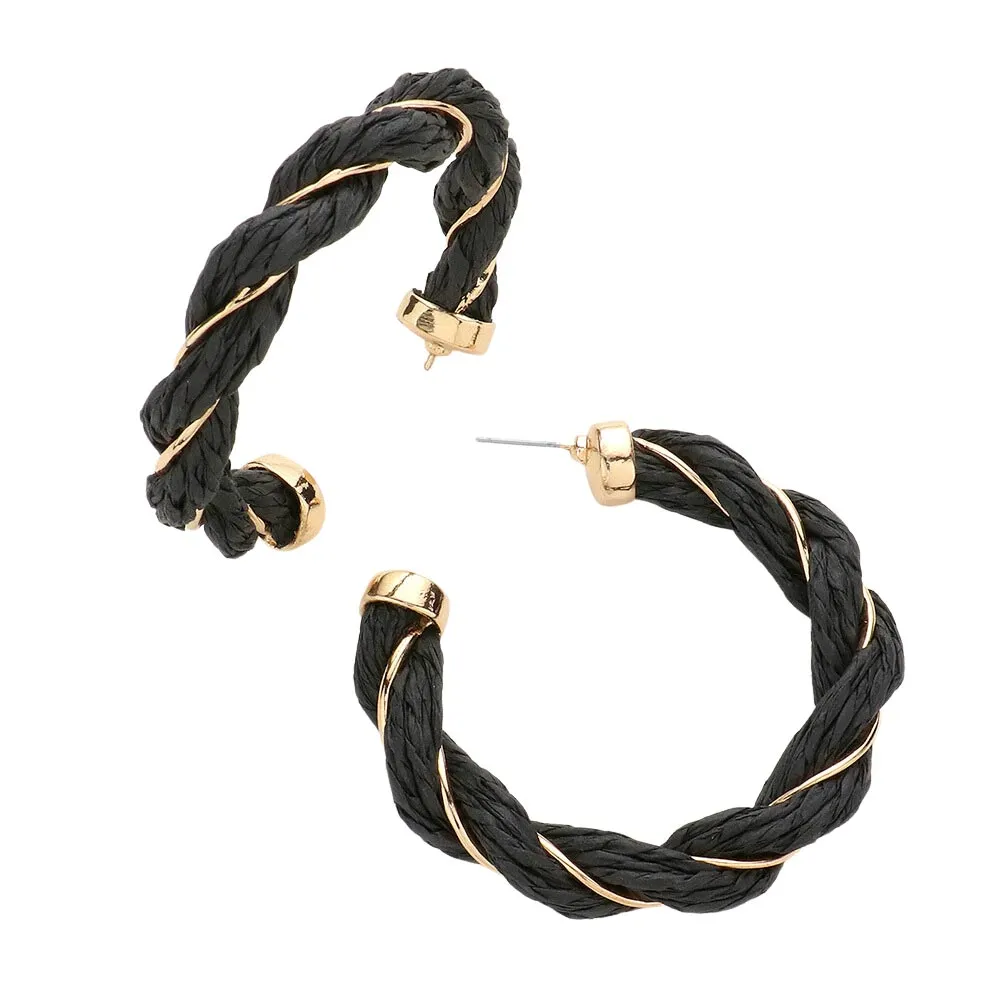 Braided Raffia Hoop Earrings