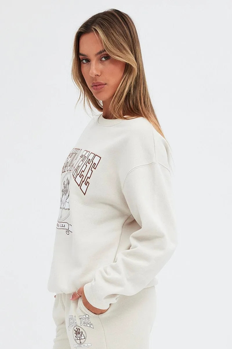 Camel Sweat Shirt Long Sleeve Crew Neck Joshua Tree