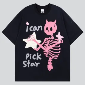 Cartoon Skull Pick Star Tees