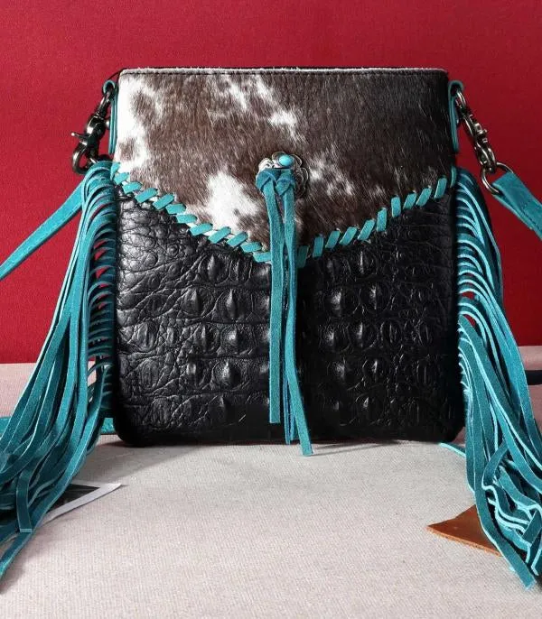 Croc fringe cowhide Crossbody bag