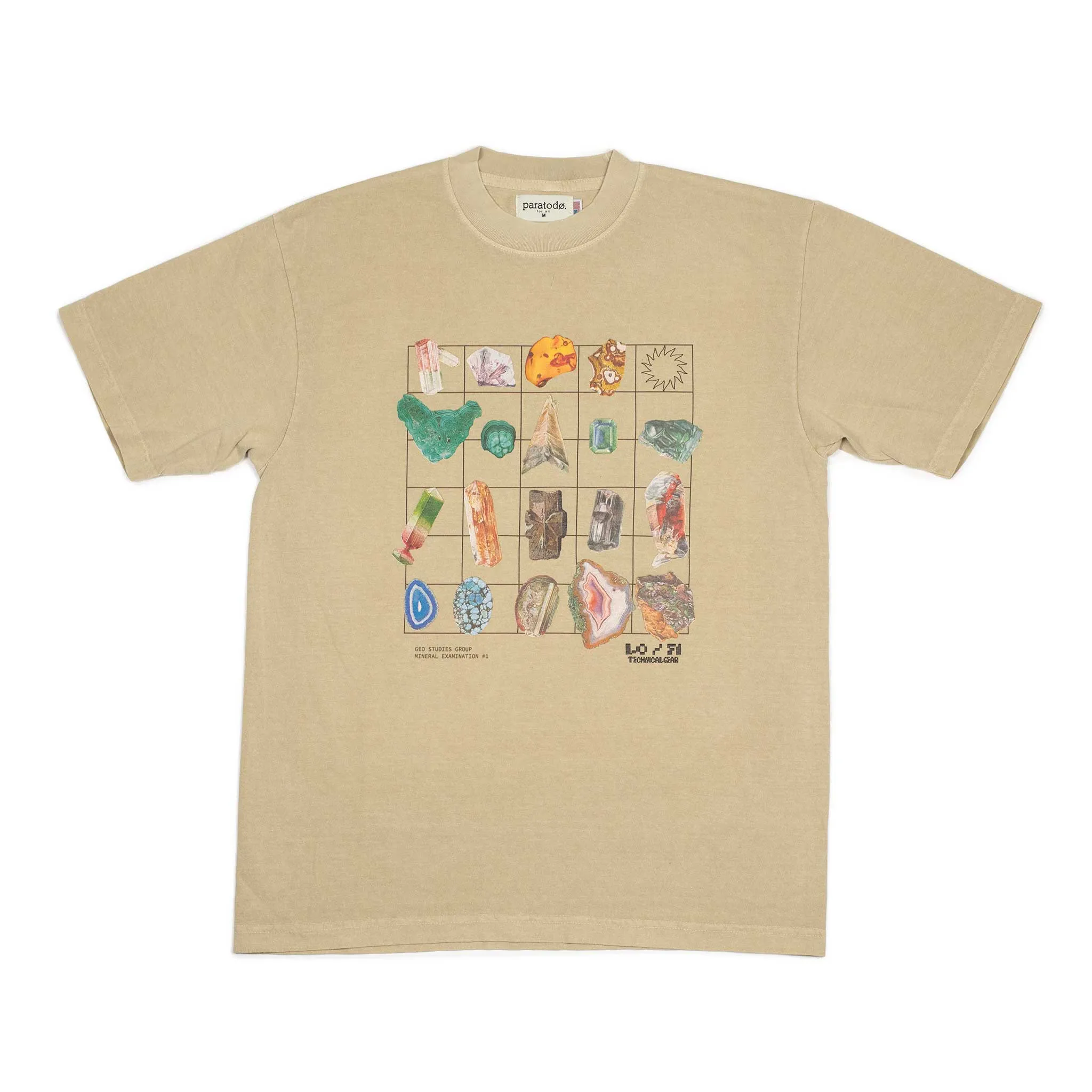 Geo Studies print  t-shirt in khaki cotton