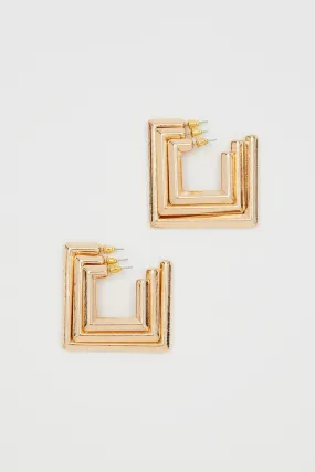 Gold 3 Piece Square Hoop Set