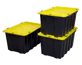 Heavy-Duty Plastic Storage Bins, Set of 3