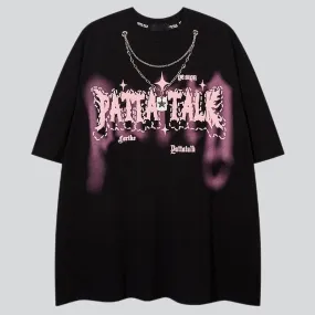 Hip-Hop Metal Chain Letter Print Tees