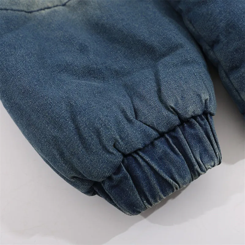 Letter Embroidery Gradient Color Denim Coat