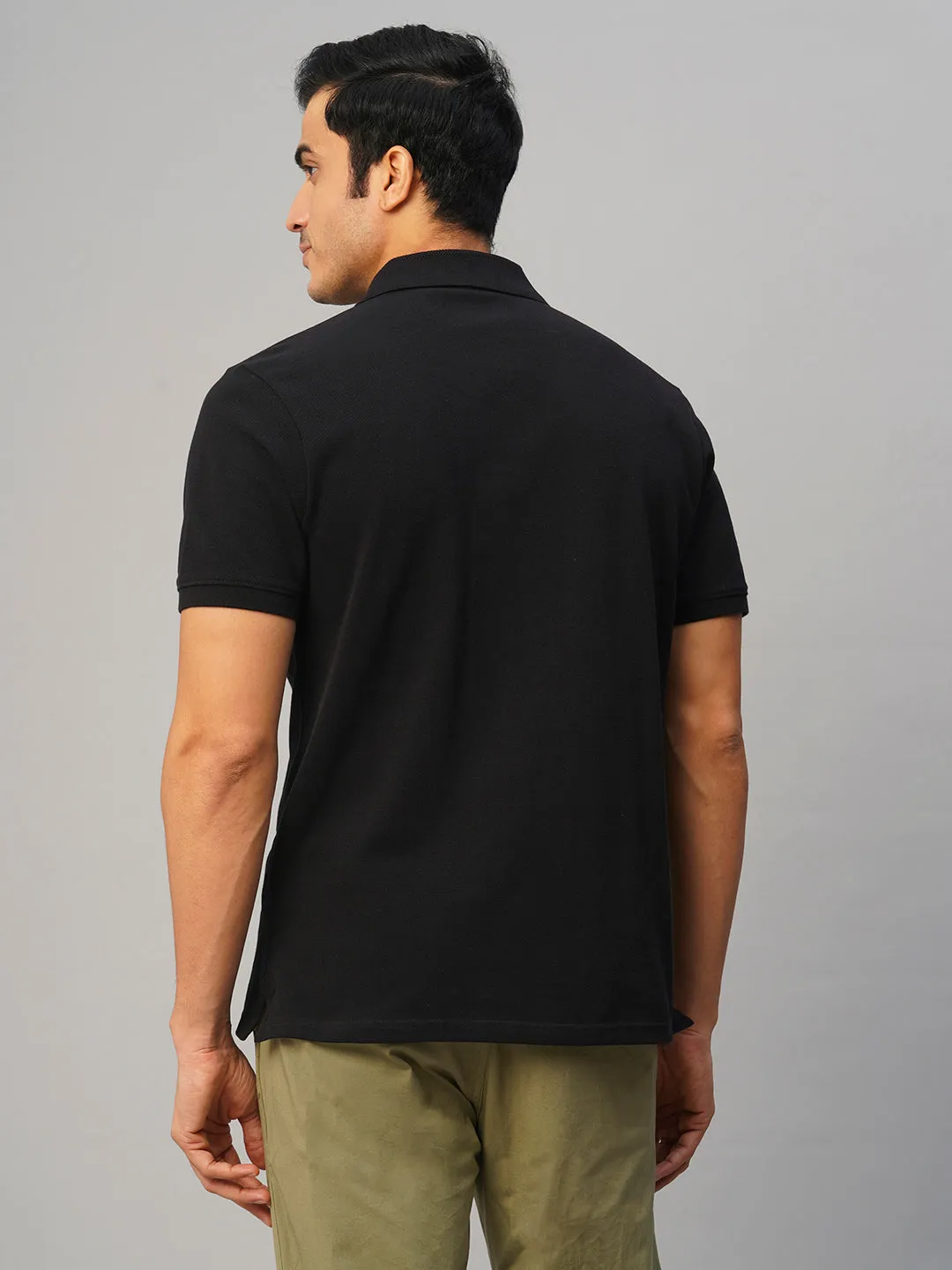 Men's Black Cotton Regular Fit Tshirt