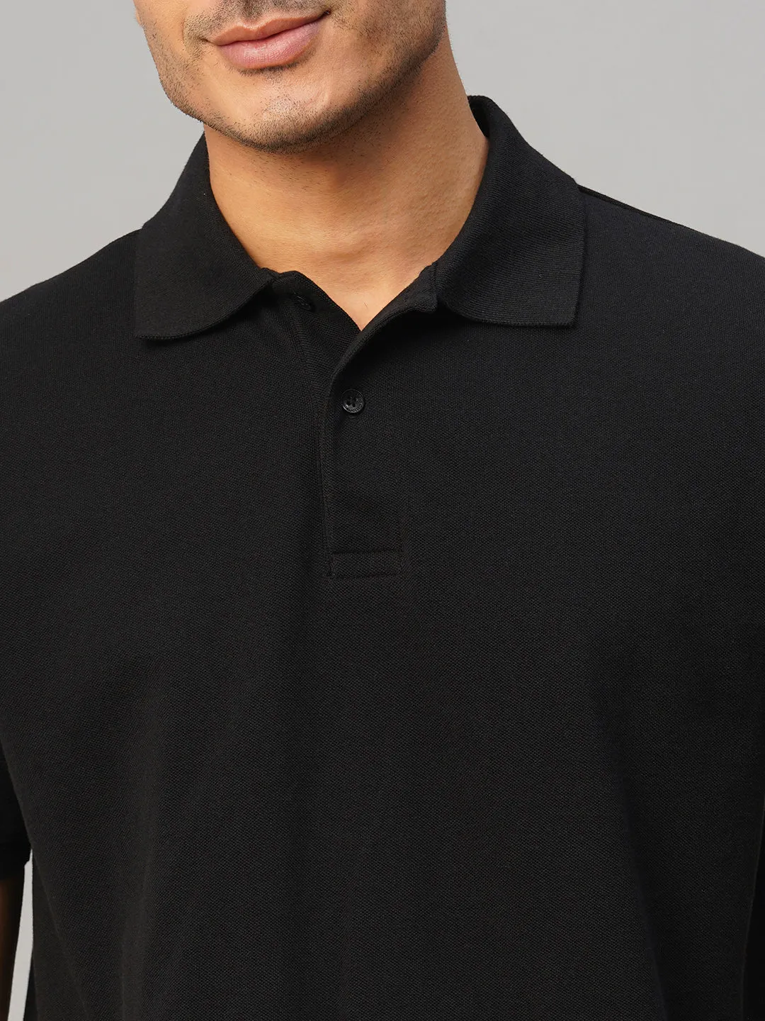 Men's Black Cotton Regular Fit Tshirt