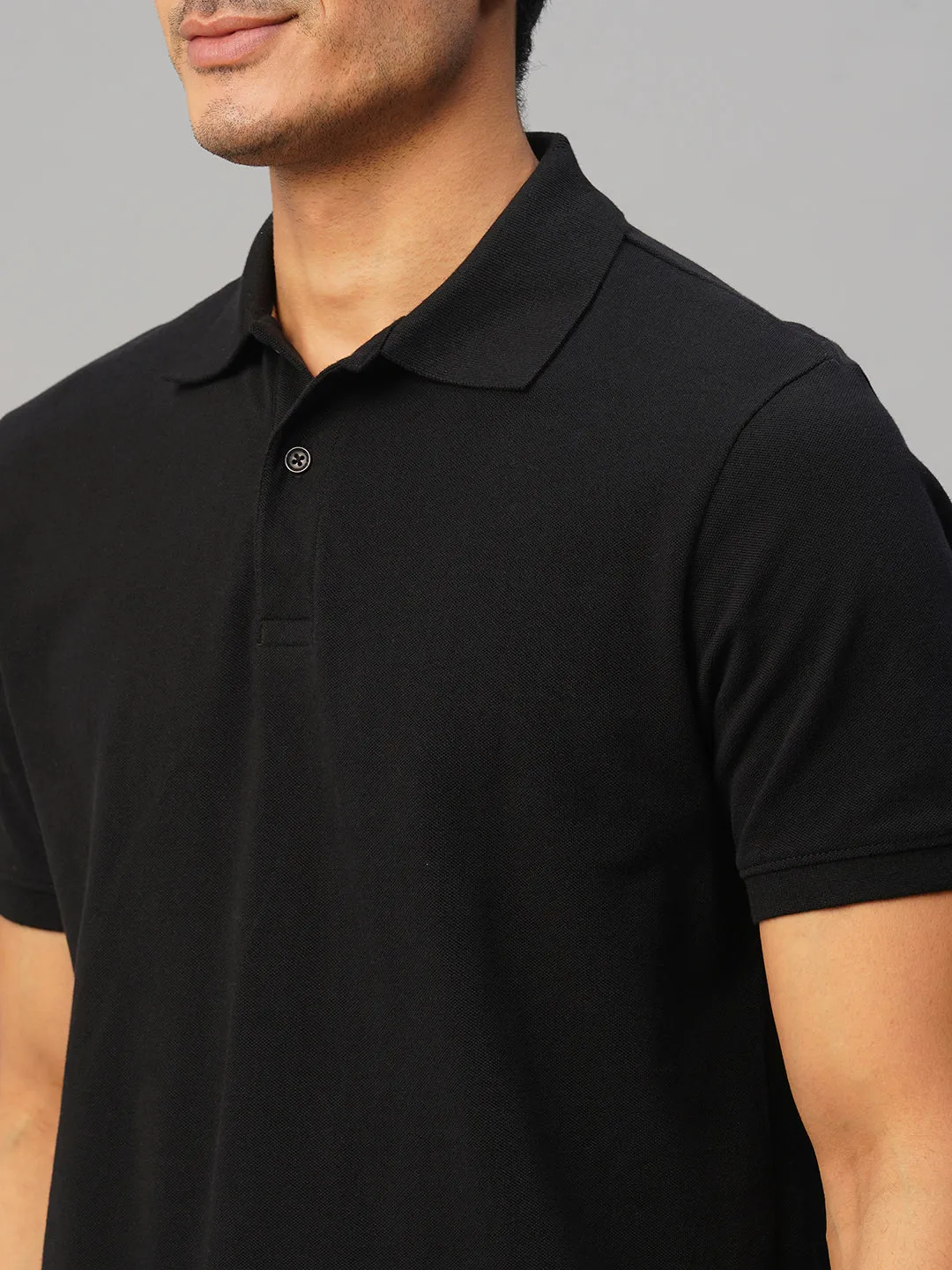 Men's Black Cotton Regular Fit Tshirt