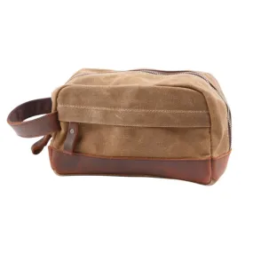 Men's Waxed Leather and Canvas Dopp Bag