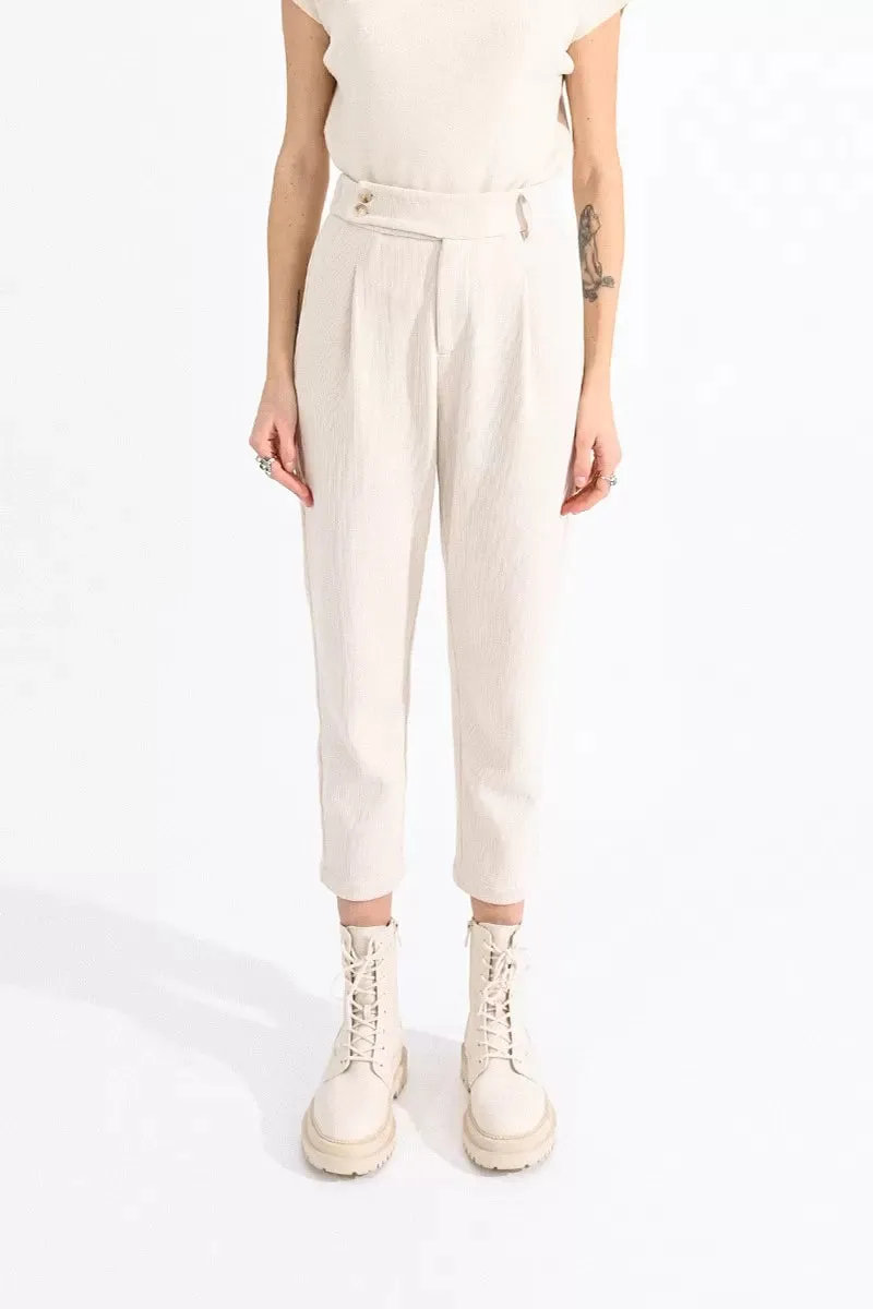 Molly Bracken Off White Curduory Trousers