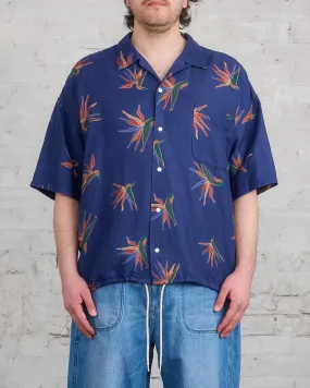 nanamica Cupra Hemp Aloha Button Shirt Navy