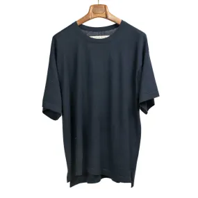 Relaxed knit tee in dark navy cotton and cashmere