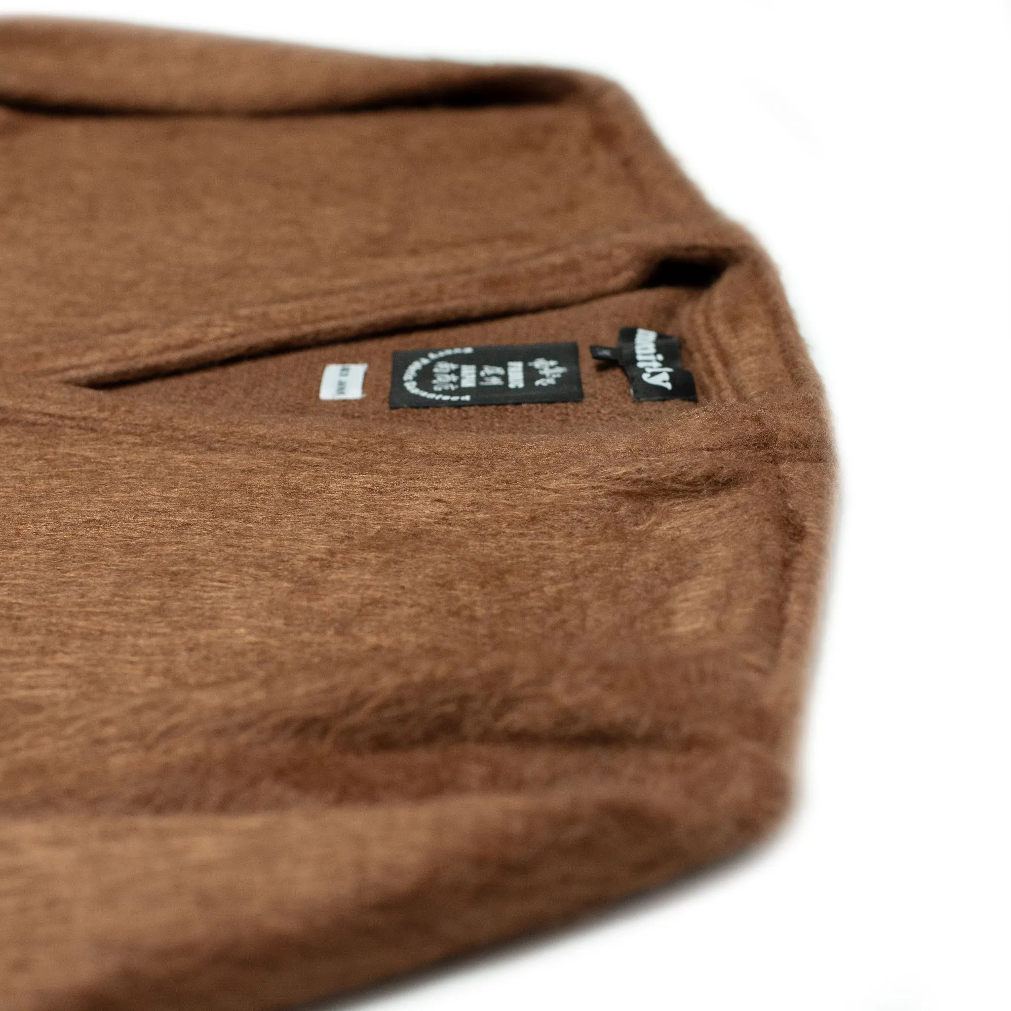 Shaggy v-neck cardigan in caramel brown