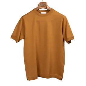 Short sleeve knit t-shirt in caramel brown