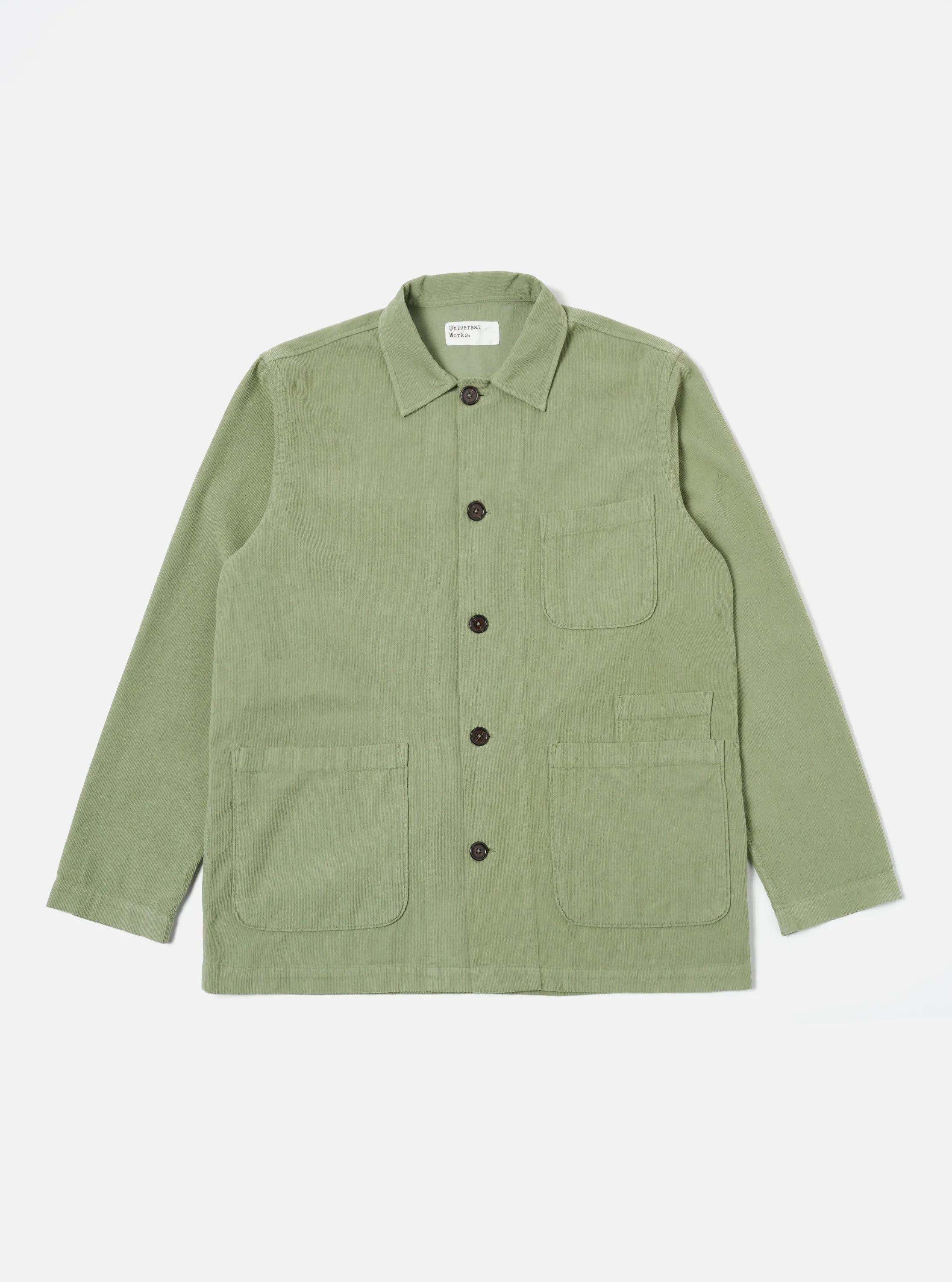 Universal Works Bakers Overshirt in Light Olive Fine Cord