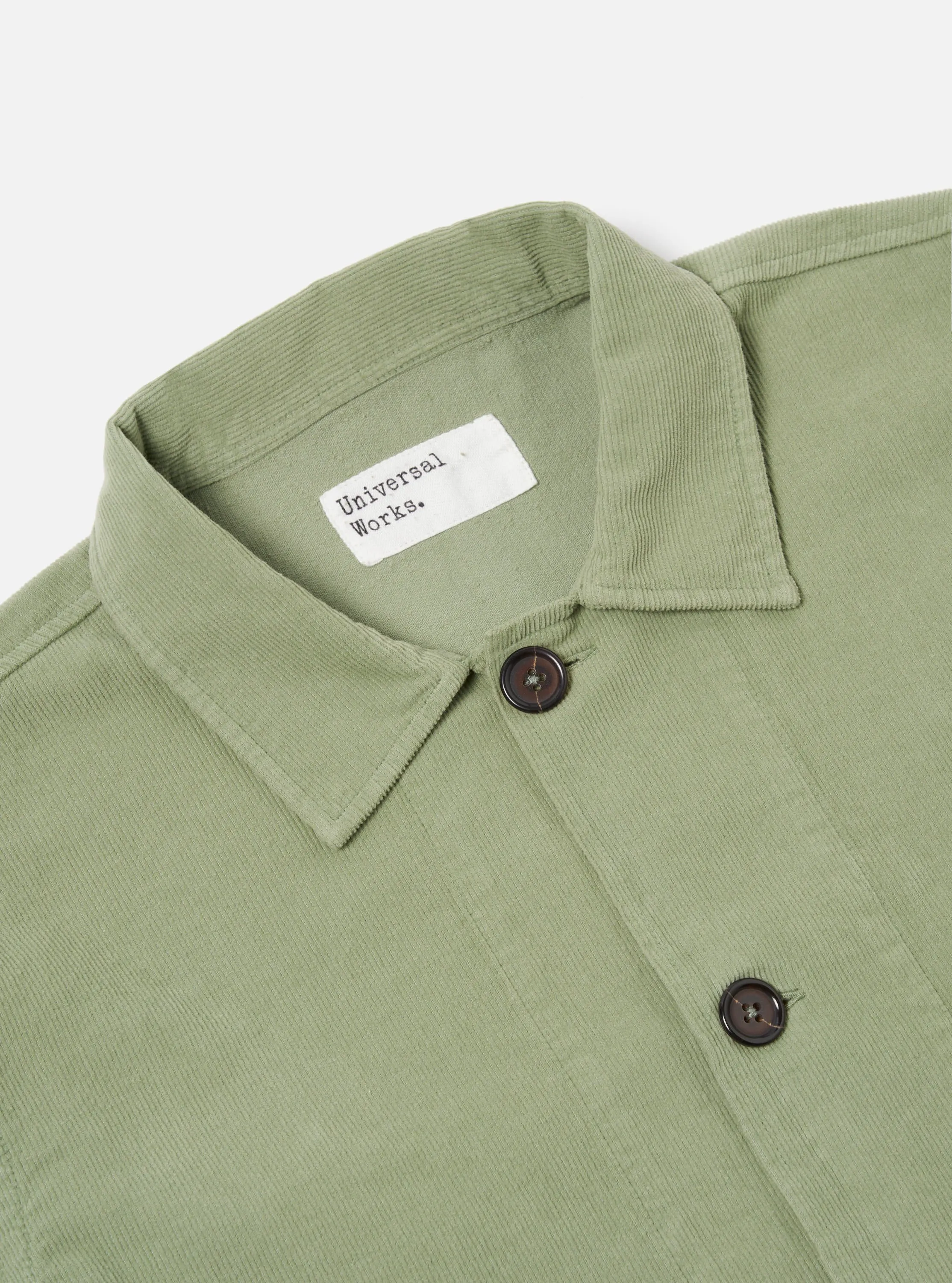 Universal Works Bakers Overshirt in Light Olive Fine Cord