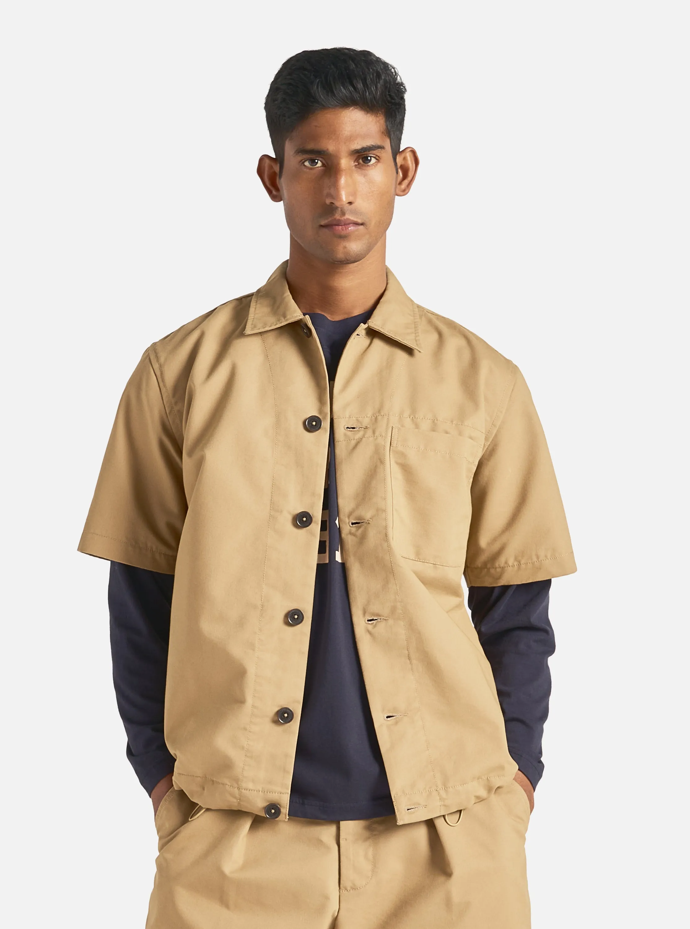 Universal Works Tech Overshirt in Sand Brushed Polytech