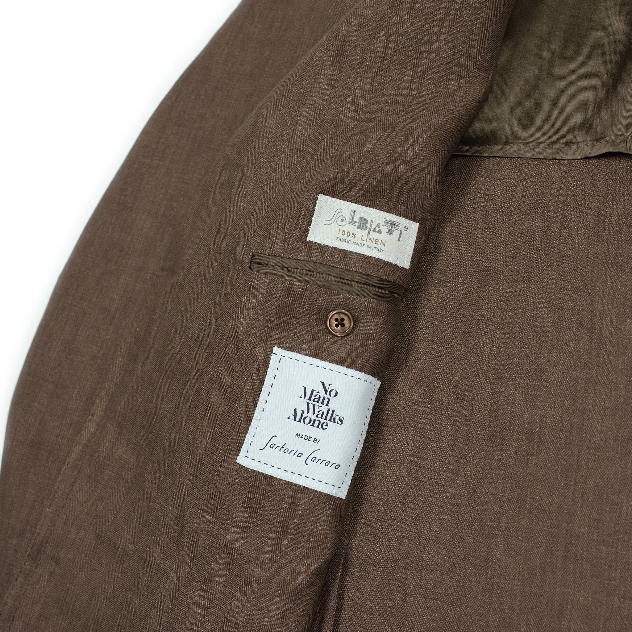 x Sartoria Carrara: ultra-light unlined sport coat in brown washed linen herringbone