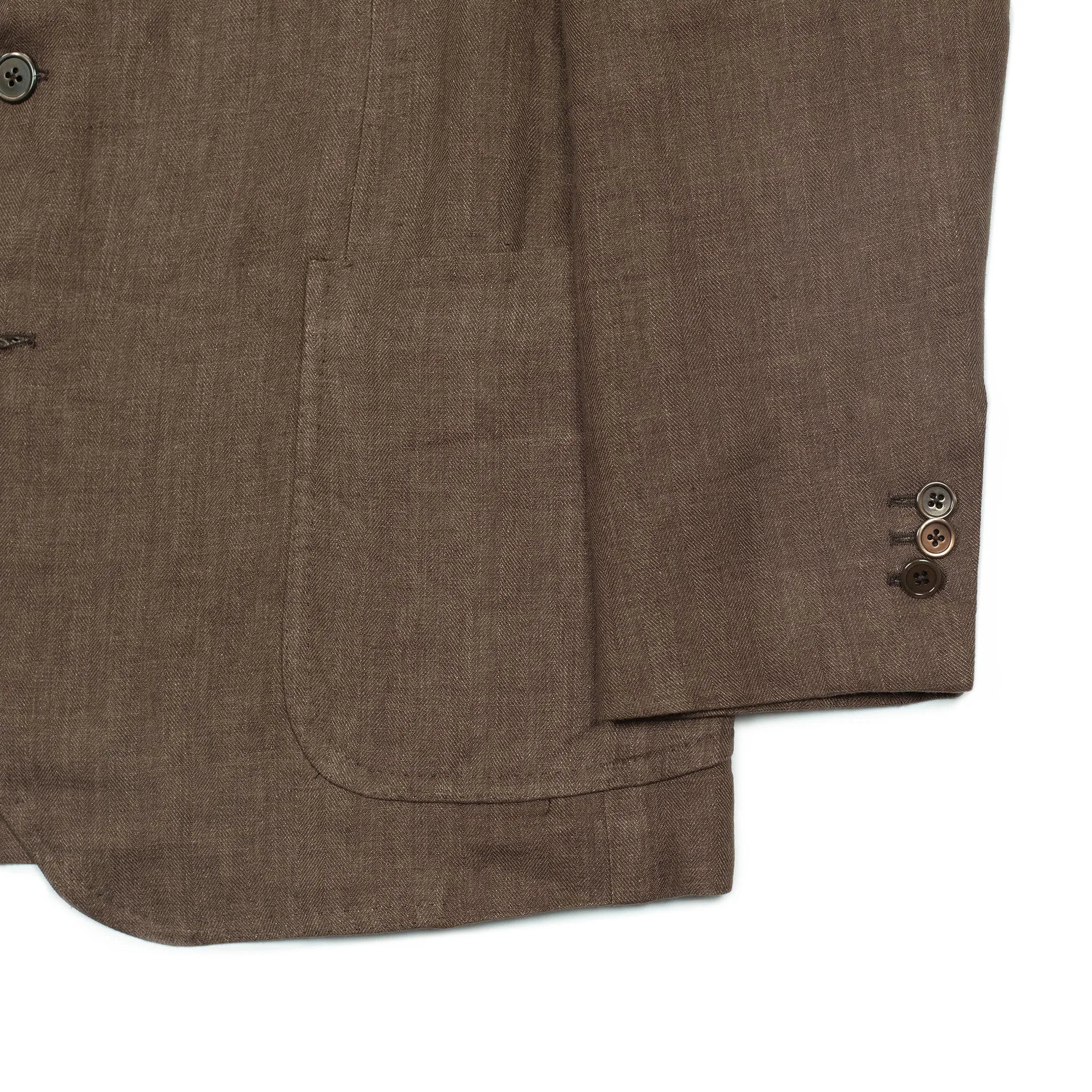 x Sartoria Carrara: ultra-light unlined sport coat in brown washed linen herringbone