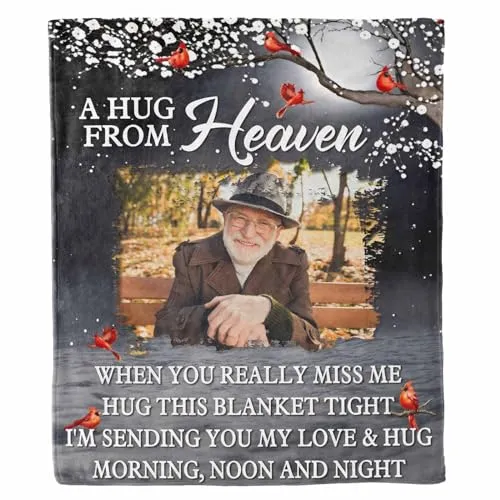 YDQHLQW Custom Memorial Blanket with Photos for Loss of Loved One, in Loving Memory Personalized Sympathy Blanket for Loss of Dad Mom Husband Wife Friend in Memory of Loved One Gifts, Made in USA